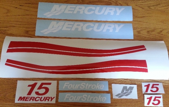 Mercury 15 HP outboard motor cowl decals stickers graphics Mercury 15 HP outboard motor cowl decals stickers graphics