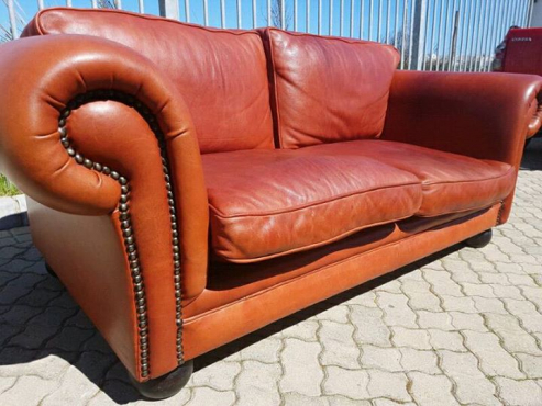 Immaculate Tan Kudu Leather Van Den Bergh Couch Junk Mail